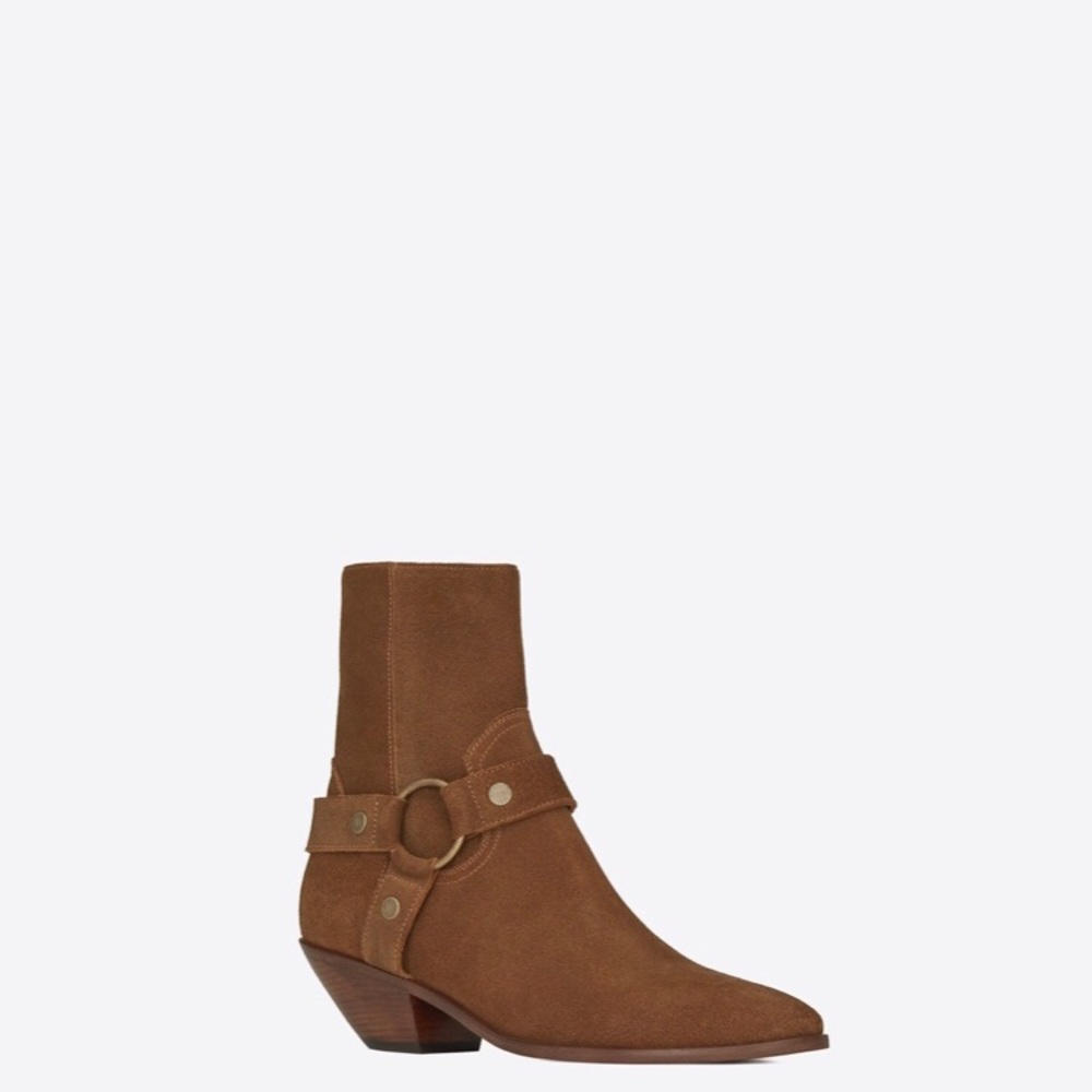 Saint Laurent West Harness Booties In Suade